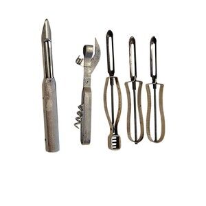 Lot Of 5 Vintage Vegetable Peelers And Can Opener Vaughams Rusty Decor